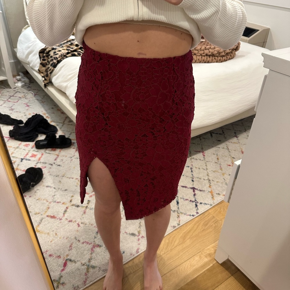 Red lace skirt